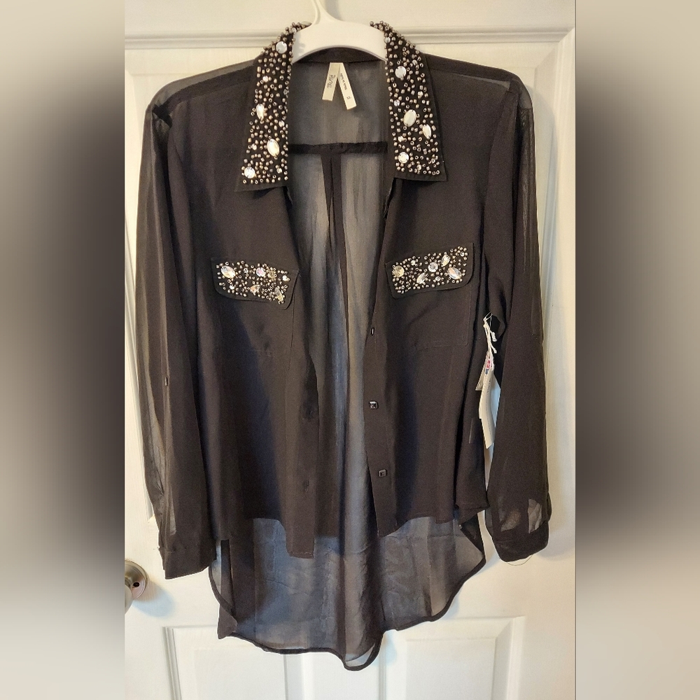 Truth NYC Studded Sheer Top Size XL